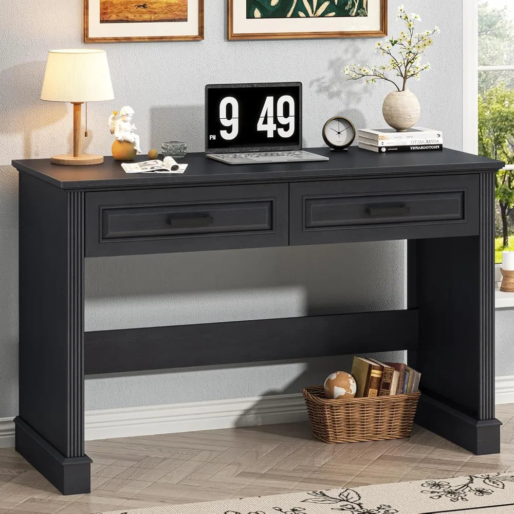 Administrative desk with drawers, 48 inch simple home office desk, small space computer desk workstation