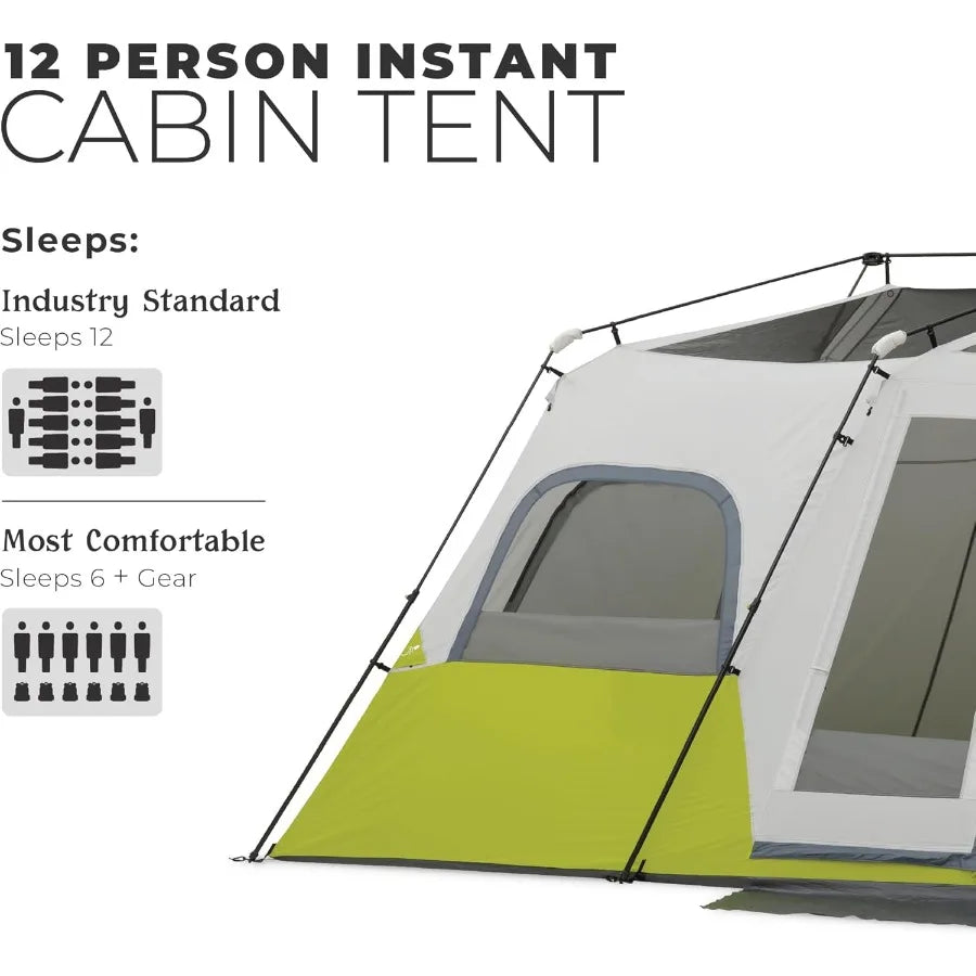 Instant Cabin Tents 6 Person/ 9 Person/ 10 Person/ 12 Person Family Cabin Multi Room Pop Up Tents Car Camping Included Storage