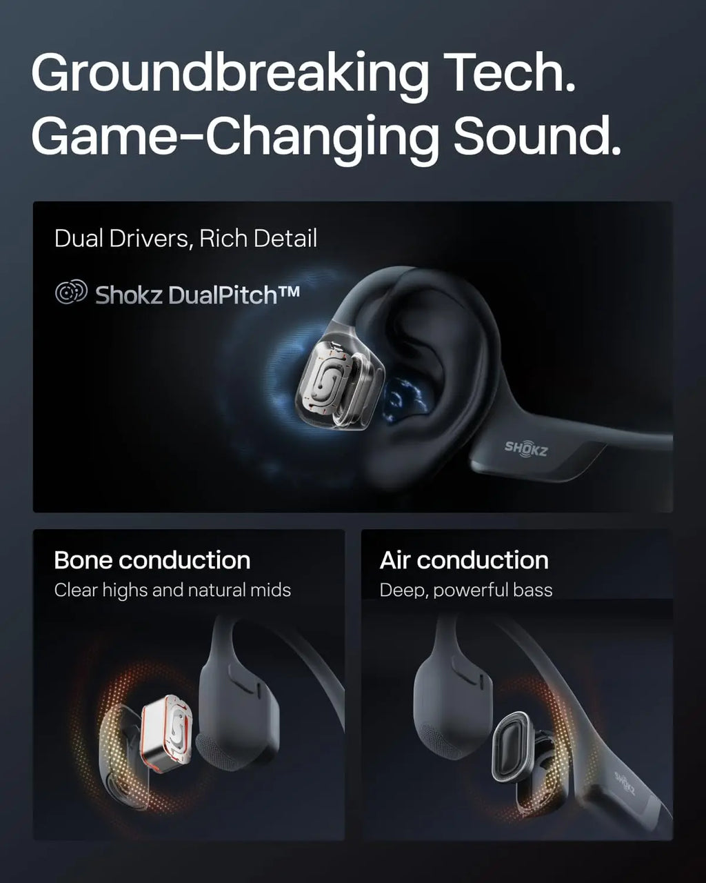 Open-Ear Bone Conduction Wireless Sport Headphones for Running and Workouts - Sweat Resistant, Deep Bass, Secure Fit