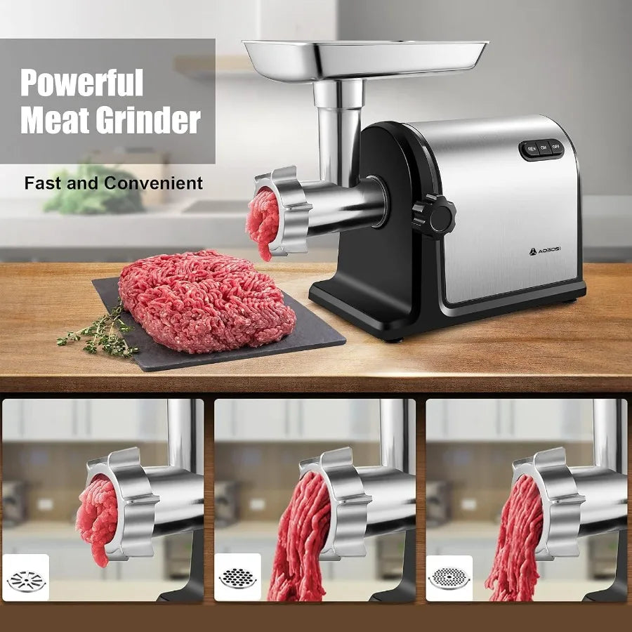 Heavy Duty Electric Meat Grinder with 3000W Motor for Home Kitchen Use Stainless Steel Construction with 3 Grinding Plates 3 Sa