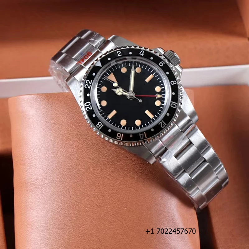 Custom LOGO Name NH34 Watch Luxury Vintage NH34Dial Mechanical Automatic Movement Waterproof Stainless Steel Wristwatch for Man