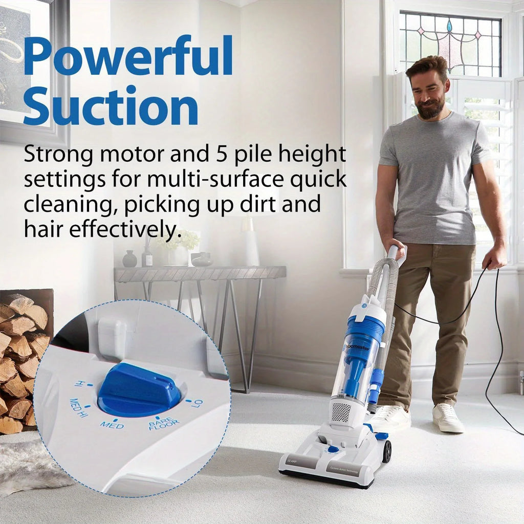 Upright Vacuum Cleaner Power Suction Bagless Vacuum Cleaner Portable Floor Cleaner with 20ft Cord & 13” Cleaning Path for Carp