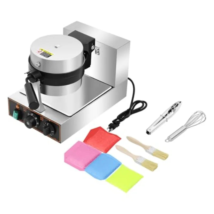 Electric Burger Waffle Baking Machine 110V 1.2kW Non-Stick Rotatable Hamburger Press with Anti-Slip Feet for Schools Canteens i