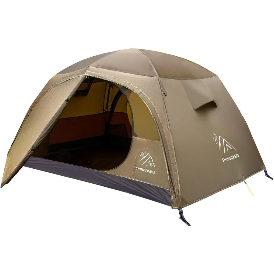2 Person Ultra Large Capacity Camping Tent Made of 20D Nylon with PU3000mm Waterproofing Lightweight Free Standing Design for 3