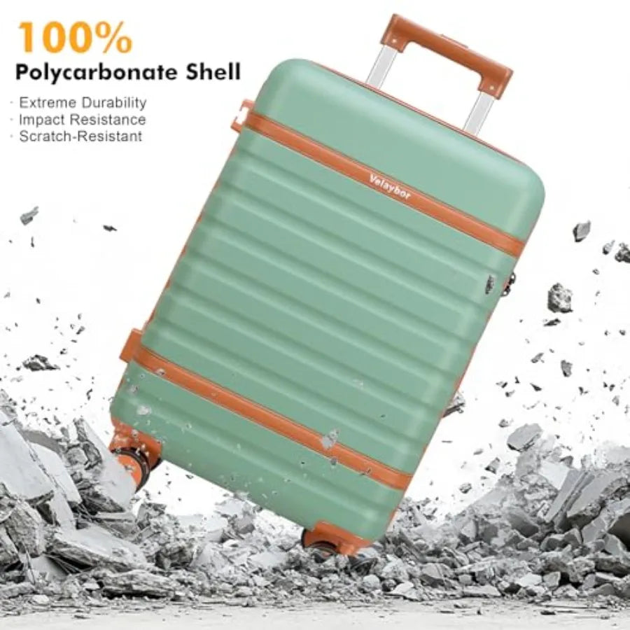 Luggage Sets 3 Pcs with Spinner Wheels, Lightweight PC Hardside Suitcase with TSA Lock and YKK Zippers, 20 Inch Carry On Luggag