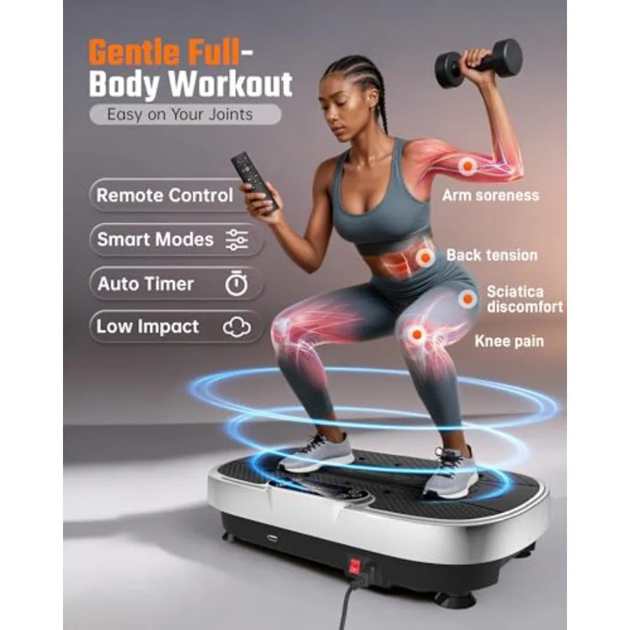 Vibration Plate Exercise Machine for Weight Loss and Lymphatic Drainage - 330lbs Capacity Vibrating Platform for Home Gym Worko