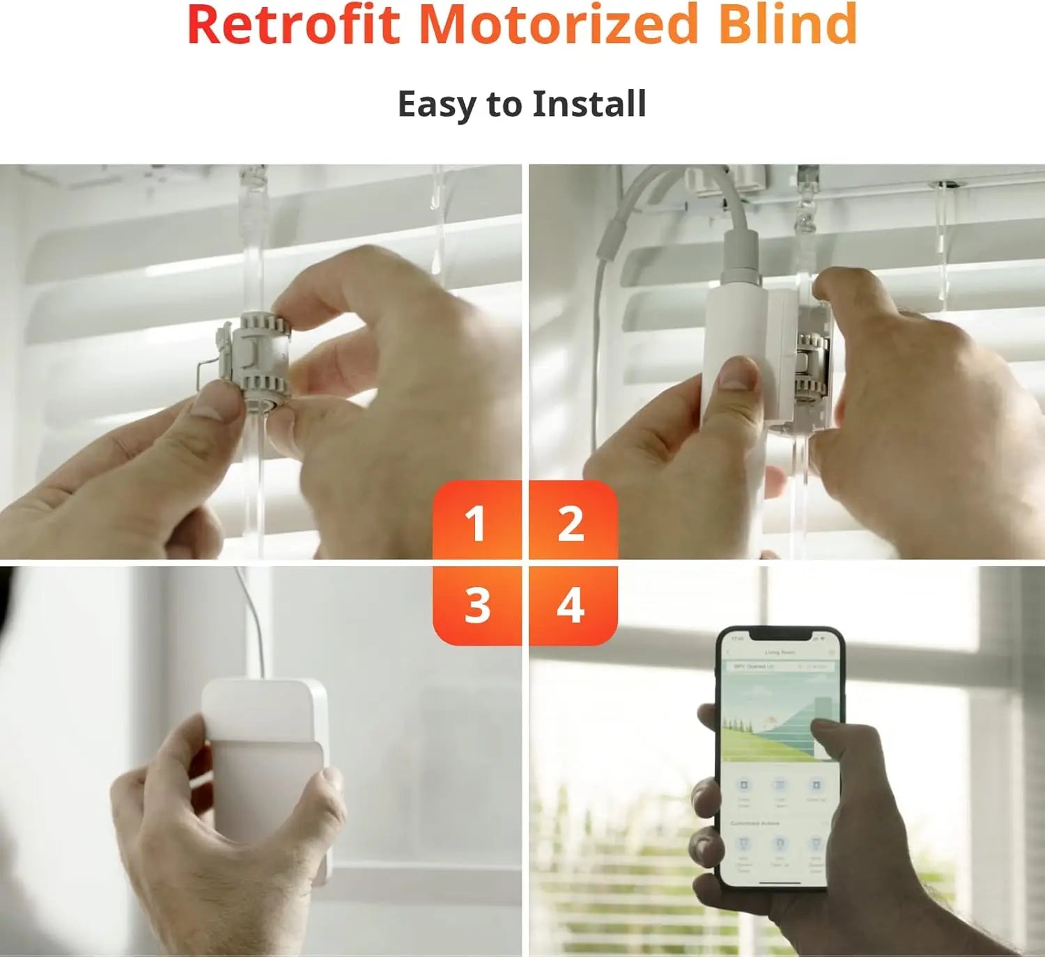 Smart Electric Motorized Blinds Kit with WiFi Remote, Solar Powered, Alexa/Google/Siri Compatible, Light Sensing & Group Control