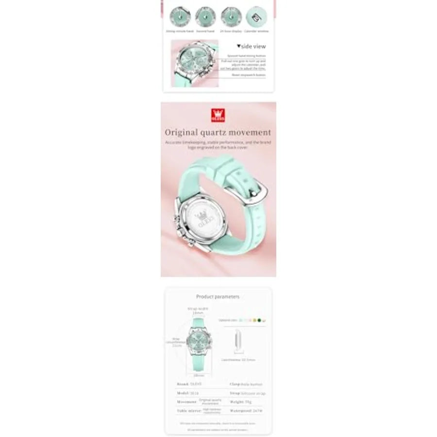 OLEVS Luxury Diamond Small Female Watches - Stainless Steel Bracelet, Waterproof Business Dress Analog Lumius Date Ladies Watch