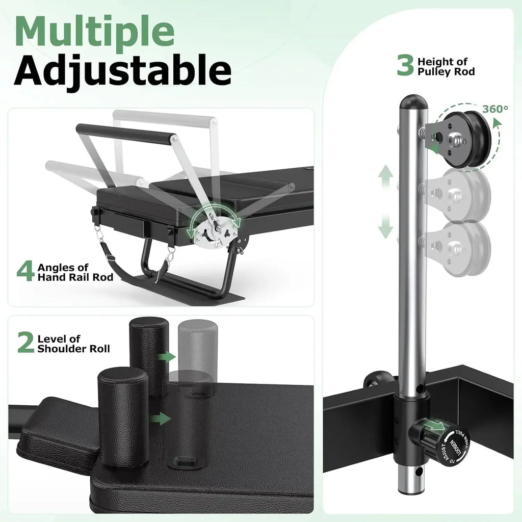 Pilates Machine 91.3" Large Foldable  with Longer Slide Rails Jump Board 2 Resistance Combinations 6.2' Height Friendly