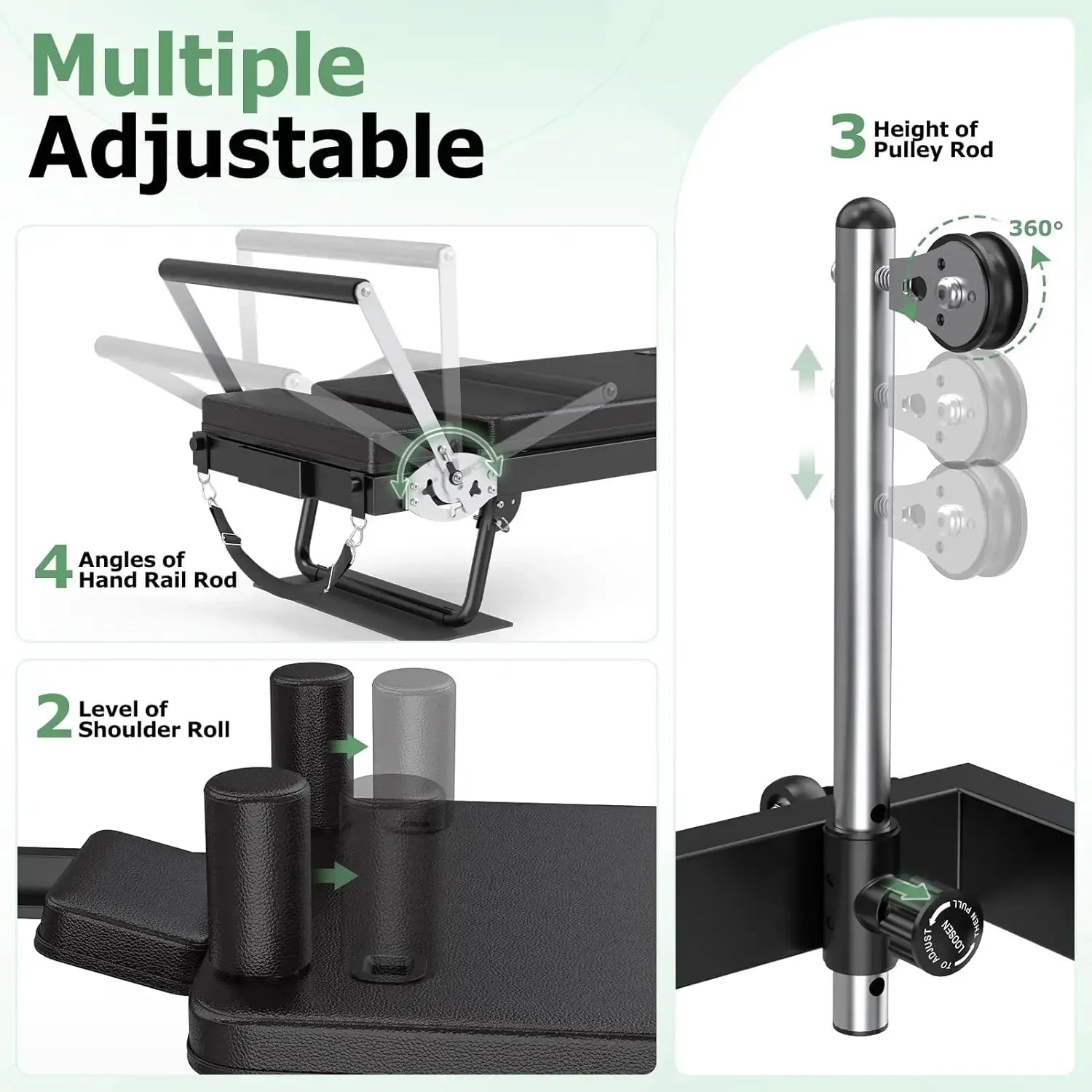 Pilates Machine 91.3" Large Foldable  with Longer Slide Rails Jump Board 2 Resistance Combinations 6.2' Height Friendly