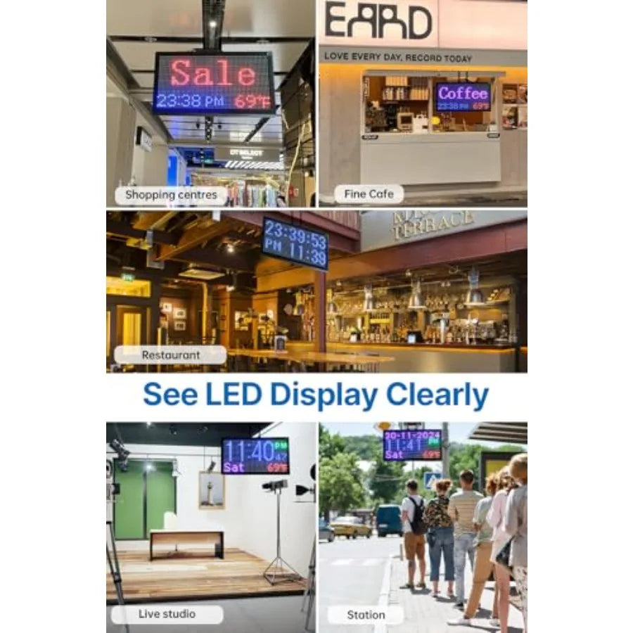 20"x11" Smart LED Open/Closed Sign Outdoor Waterproof RGB Color Changing Backlight with Remote Control Digital Alarm Clock Cale