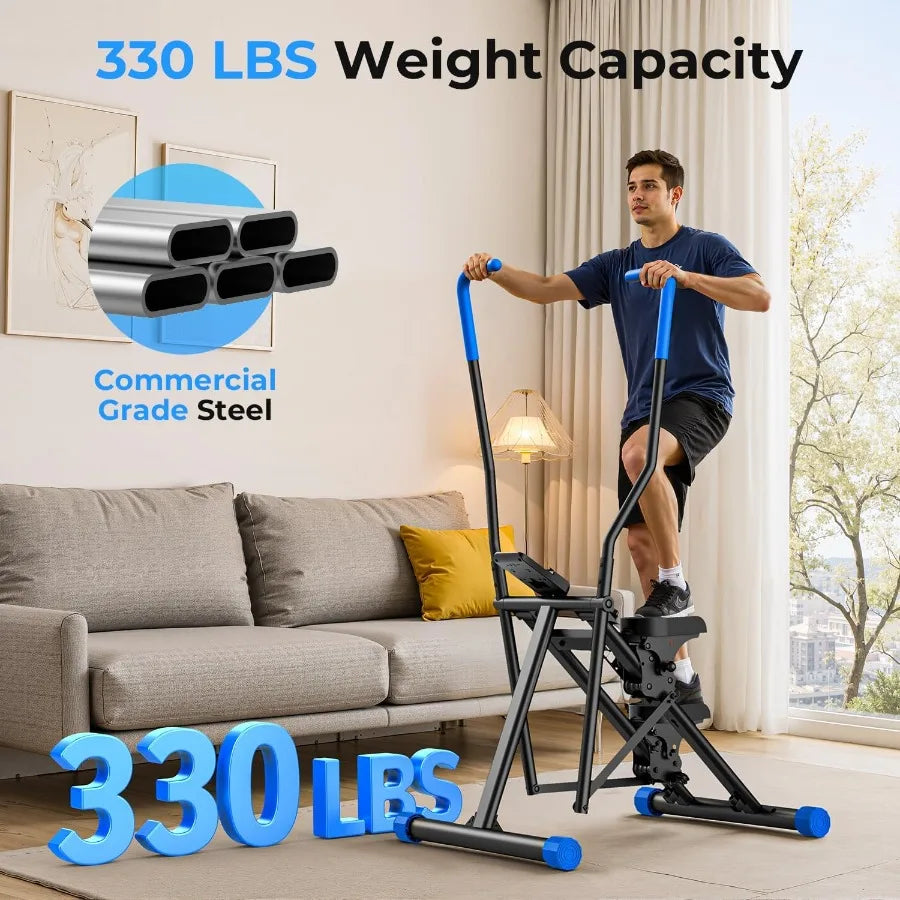 Home Stair Stepper Vertical Cardio Climber with Adjustable Step Range 330LBS Load Capacity Full Body Workout Machine Bla