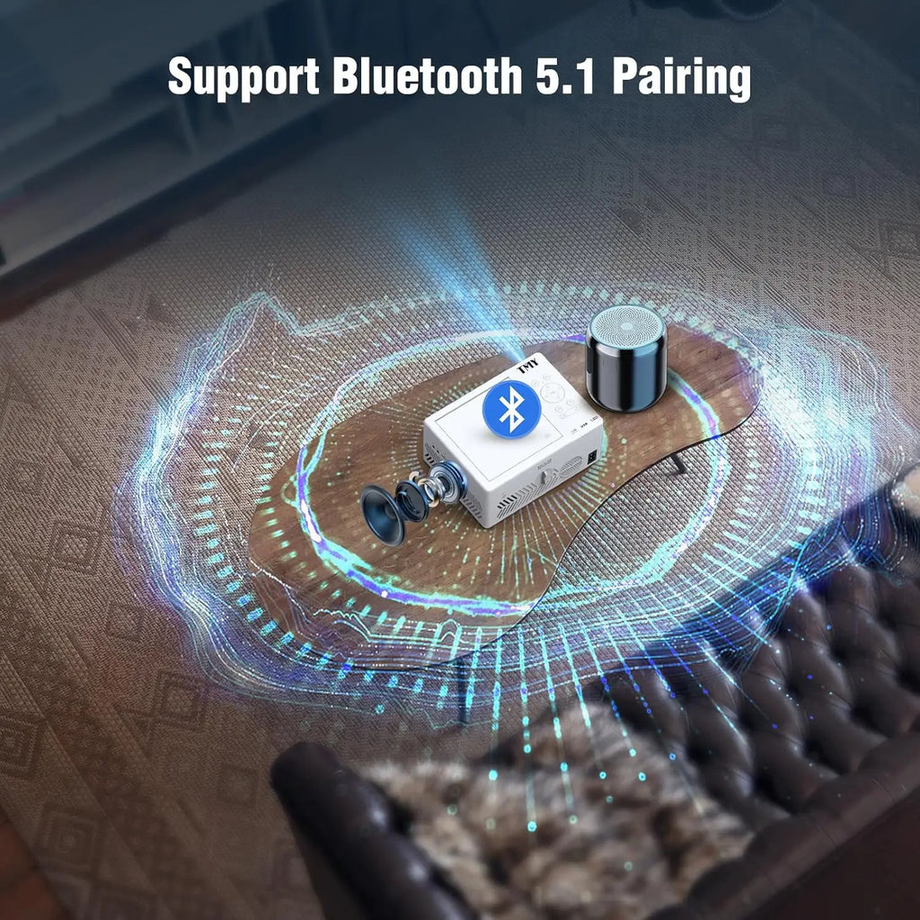 1080P Mini Projector with Built-in DVD Player, Portable for Outdoor Movies, Supports HDMI/USB/TF, White