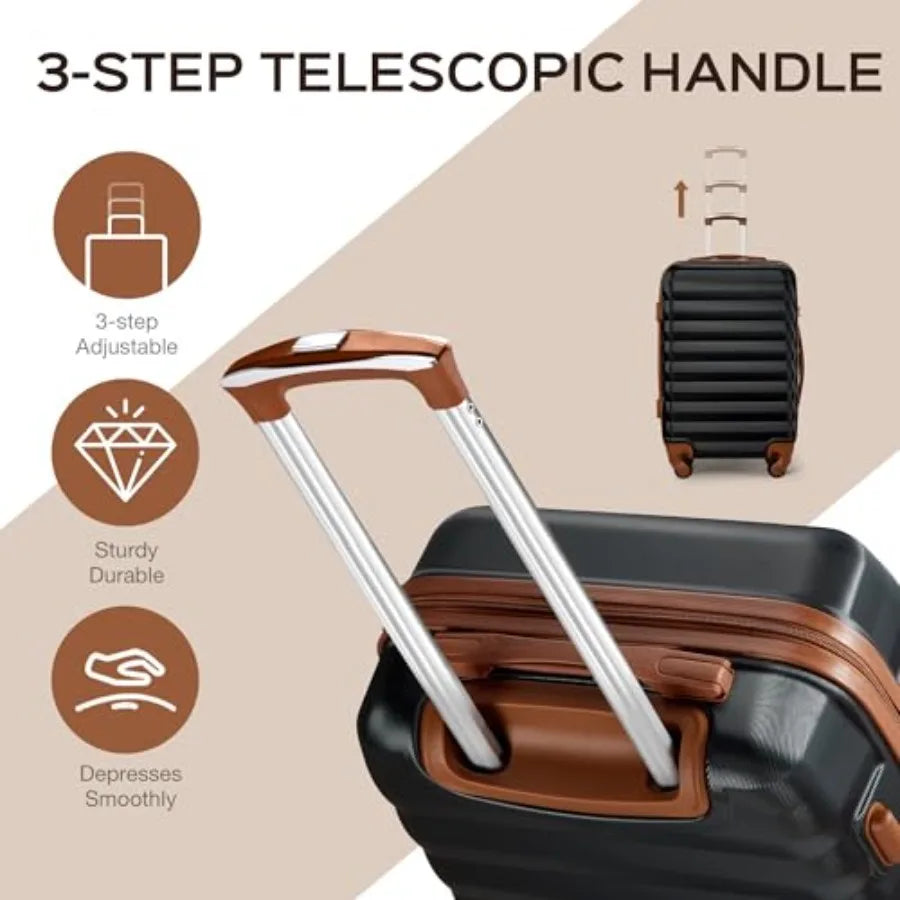 Luggage Sets 3 Piece 20 Inch 24 Inch 28 Inch ABS Hardshell Suitcase Set with Spinner Wheels Carry On and Checked Luggage for Wo