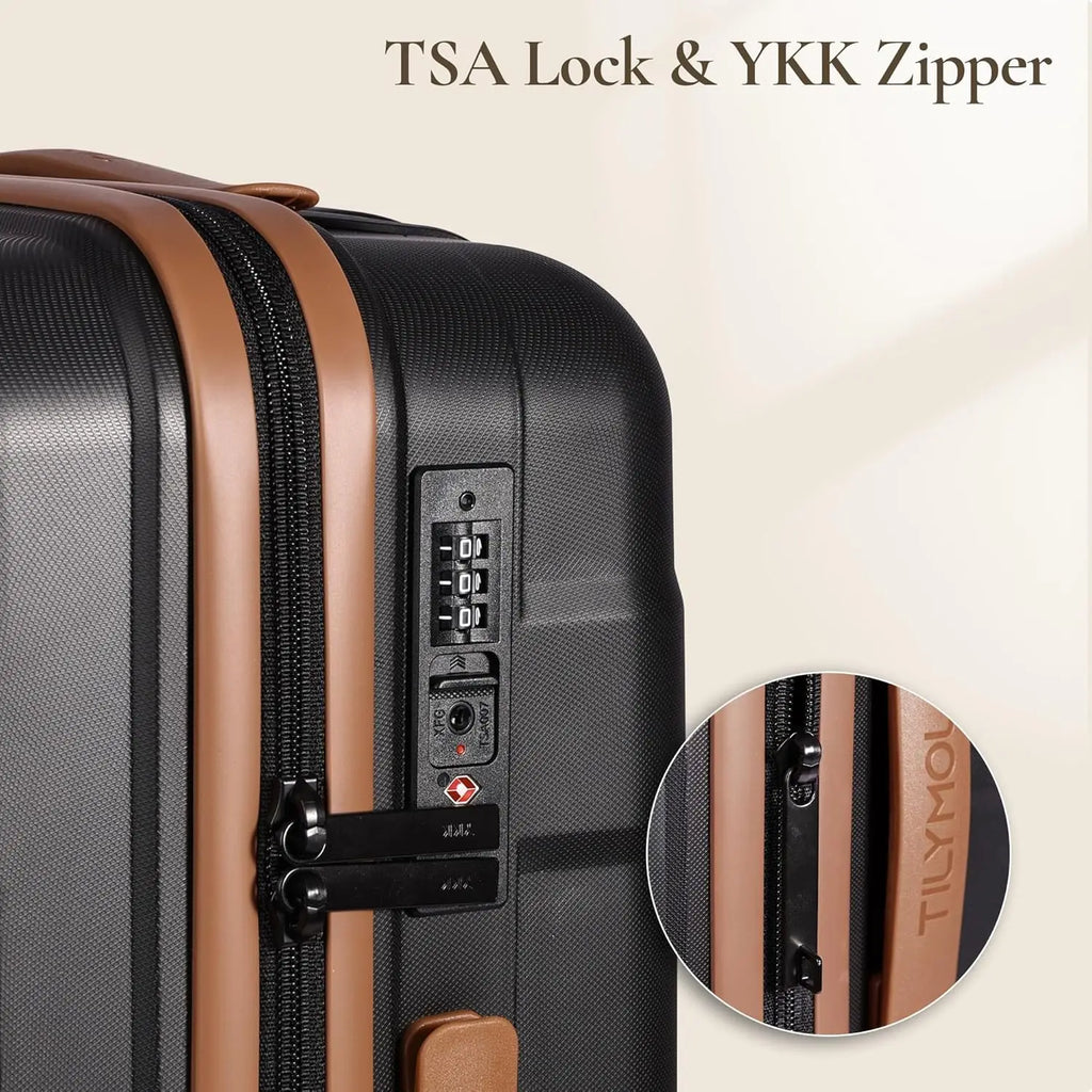 3 Piece Hardside Luggage Set with Spinner Wheels, TSA Lock, Expandable Lightweight Travel Suitcase for Women, Burgundy
