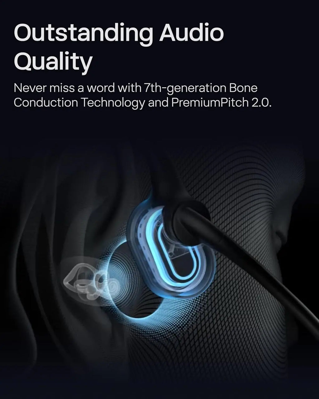 2025 Upgrade Open-Ear Bone Conduction Headphones, Wireless Bluetooth with Noise Canceling Mic, 16H Talk Time for Work Calls