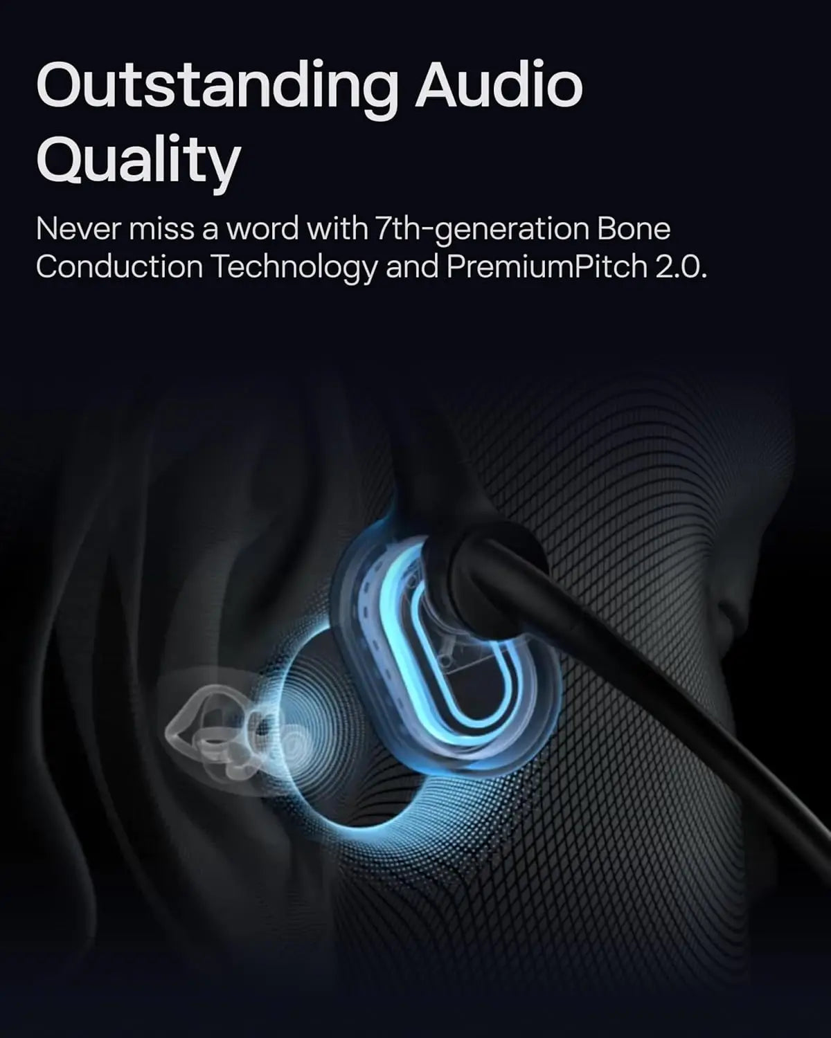 2025 Upgrade Open-Ear Bone Conduction Headphones, Wireless Bluetooth with Noise Canceling Mic, 16H Talk Time for Work Calls