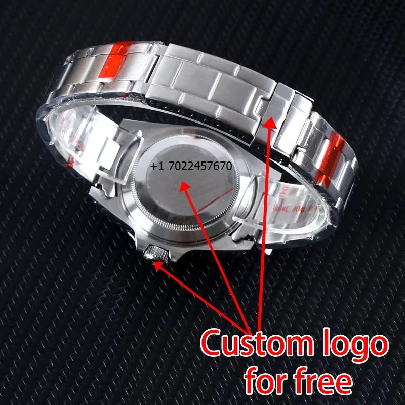 Custom LOGO Name NH34 Watch Luxury Vintage NH34Dial Mechanical Automatic Movement Waterproof Stainless Steel Wristwatch for Man