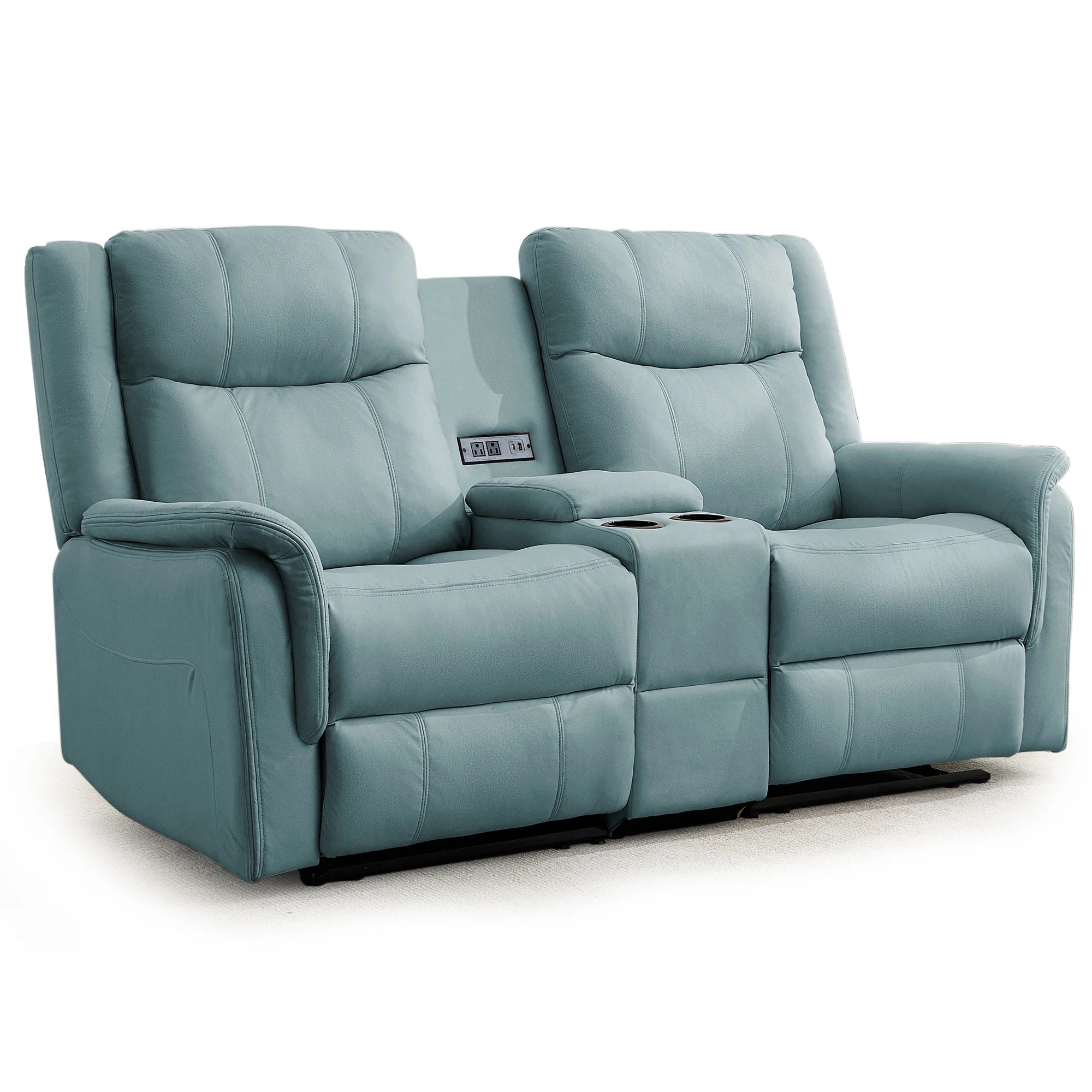 Korser 2-Seater Loveseat Recliner, Reclining Sofa with USB Ports, Cup Holders for Home Theater