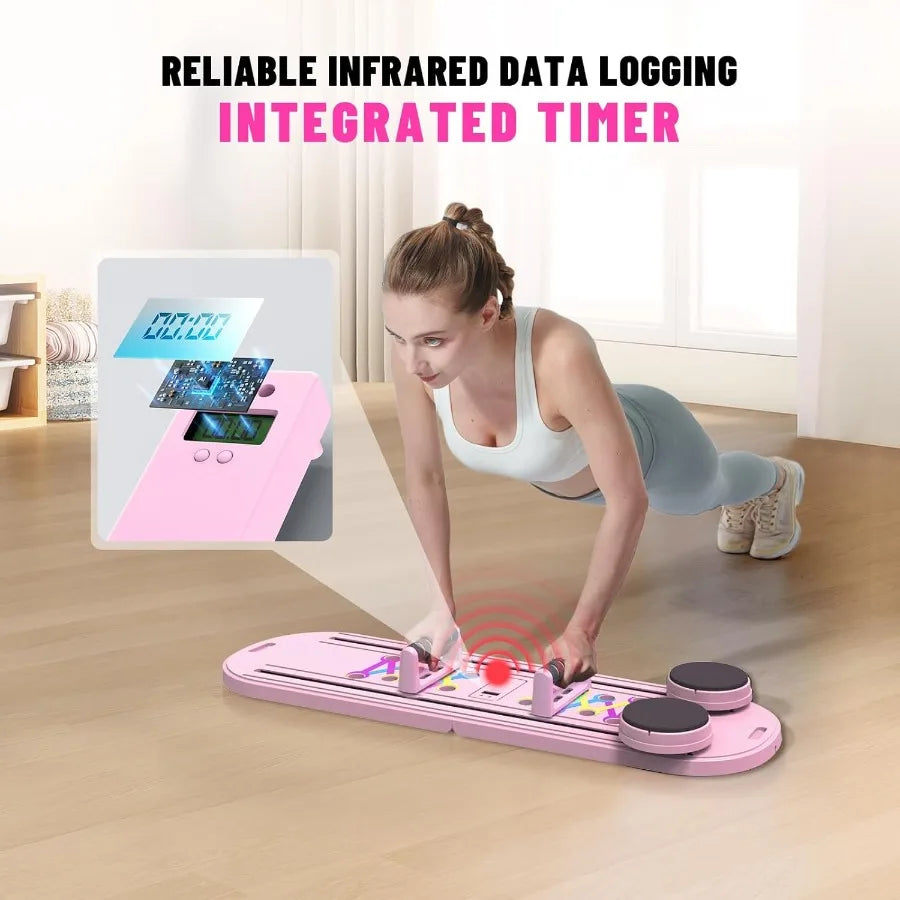 Pilates Board Foldable Reformer Training Set 6in1 Versatile Kit with AutoRebound Ab Roller Home Core Workout Equipment Tone You