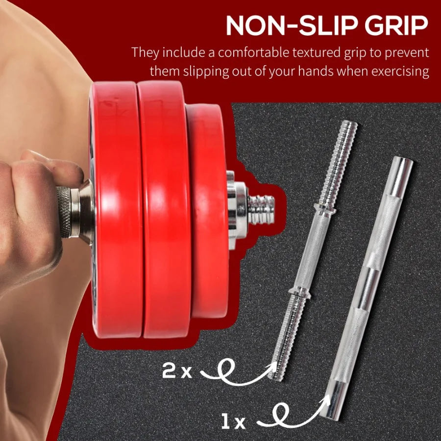 66lbs Dumbbell and Barbell Adjustable Set Two-In-One Strength Muscle Exercise Fitness Plate Bar Clamp Rod for Home Gym