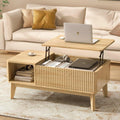 Fluted Lift Top Coffee Table with Storage, Modern Design for Living Room and Home Office