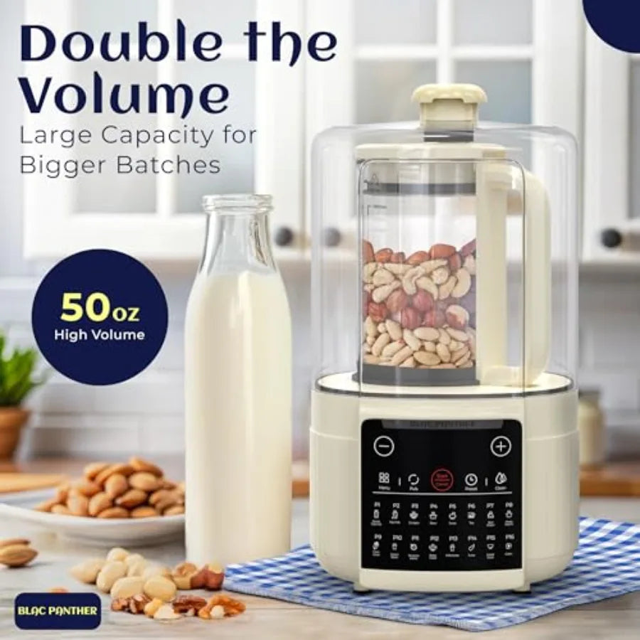 16-in-1 Blender Nut Milk Maker 50oz for Soy/Oat Milk Plant-Based Drinks Smoothie Soup with 8 High-Speed Blades Ultra-Quiet Oper