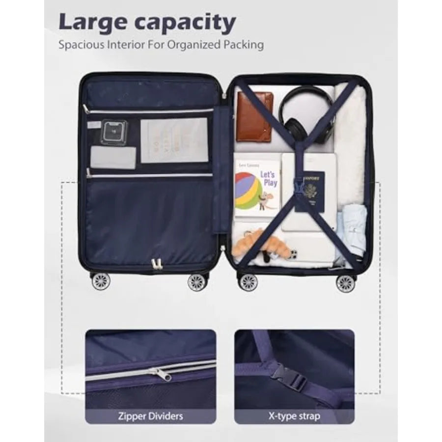 5 Piece Luggage Set for Travel Durable PC+ABS Hardshell Suitcase in Green Lightweight with Dual Spinner Wheels TSA Lock and YKK
