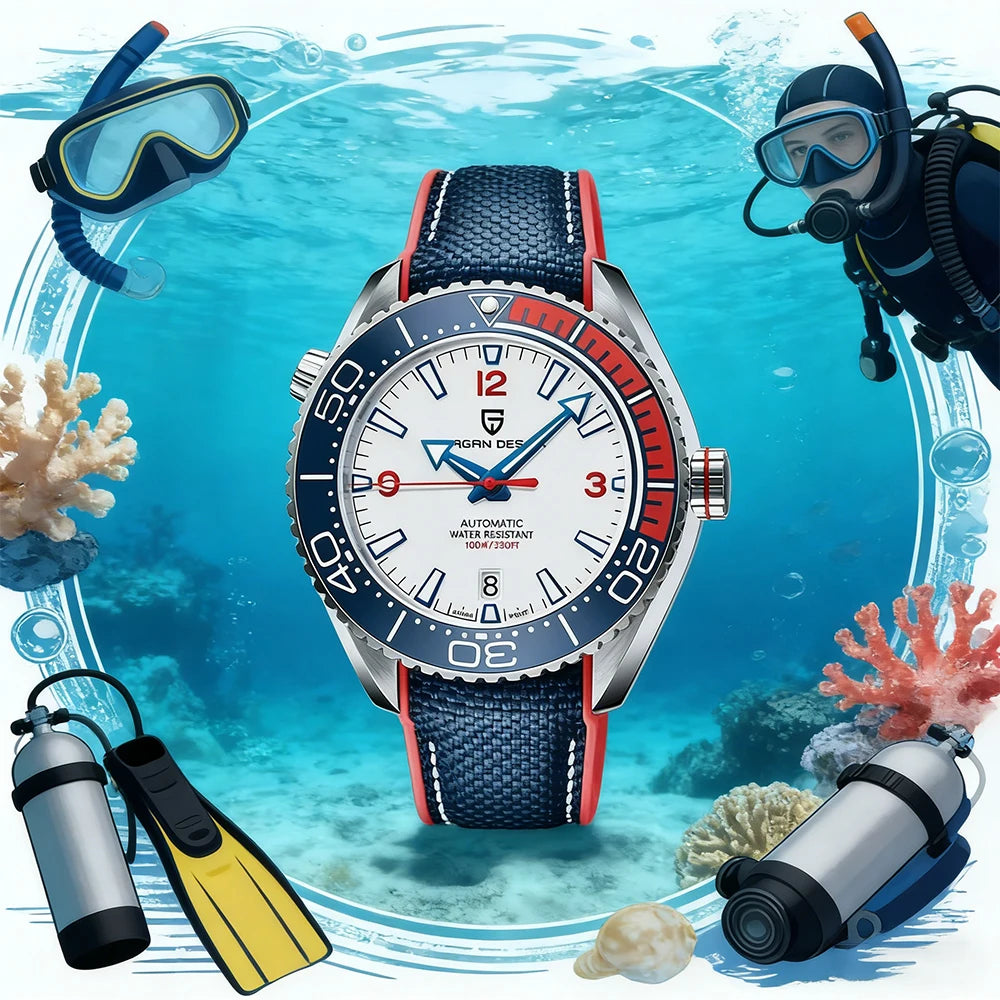 PAGANI DESIGN Classic Men Mechanical Automatic Watch 42MM Sapphire Glass Ceramic Bezel Stainless Steel Sports Watches for men