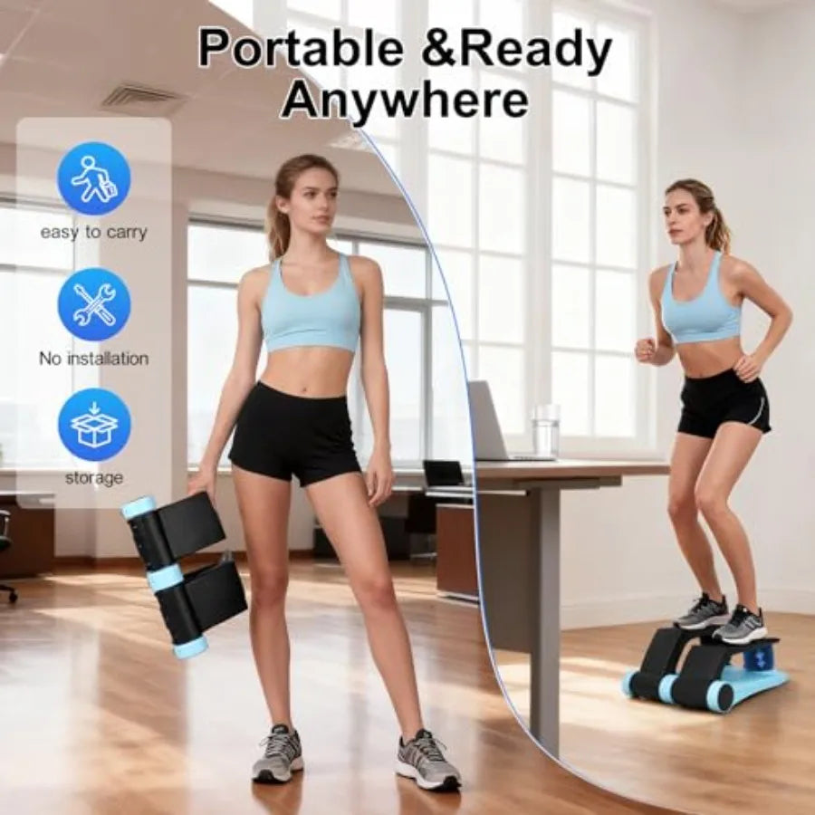Air Stepper with Resistance Band Adjustable Step Resistance LCD Display Stair Stepper for Home Gym Cardio Workout Anti-Slip Ped