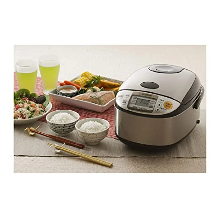 5-1/2-Cup Uncooked Micom Rice Cooker with 1.0-Liter Capacity and Warmer Stainless Steel Exterior Silver Finish Advanced Microco