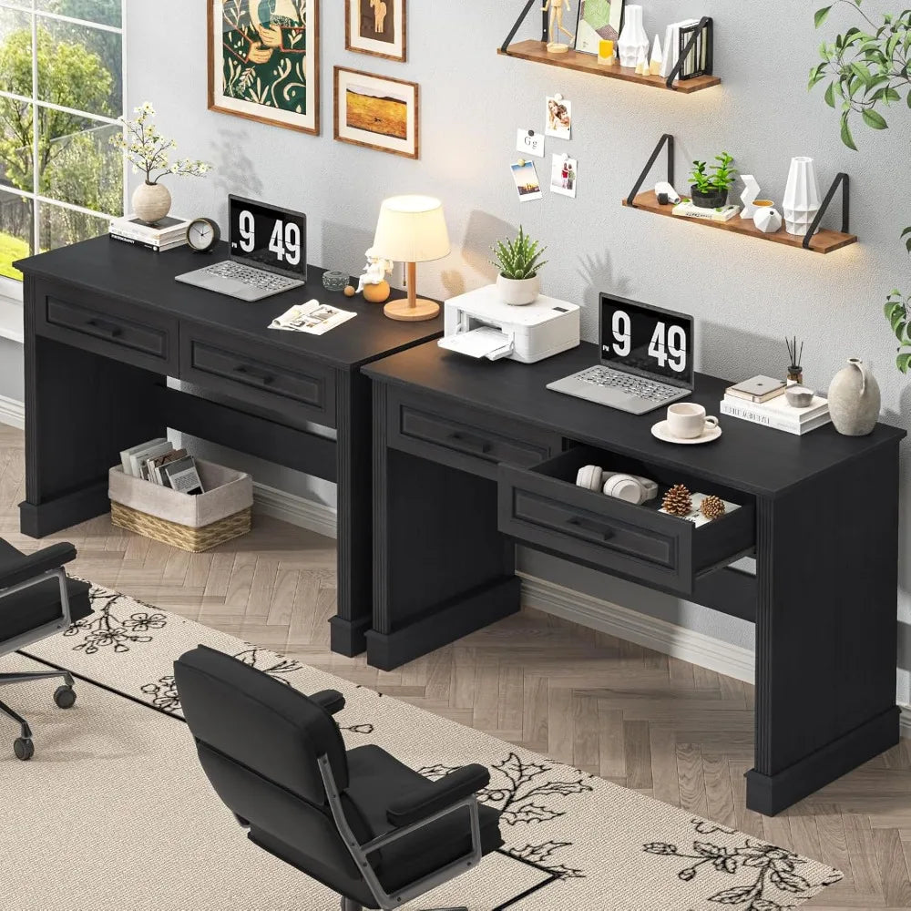 Administrative desk with drawers, 48 inch simple home office desk, small space computer desk workstation