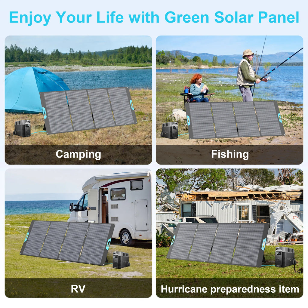 E-POWO Portable Monocrystalline Solar Panel Foldable ETFE Solar Charger Efficiency Waterproof for Power Station Camping Hiking