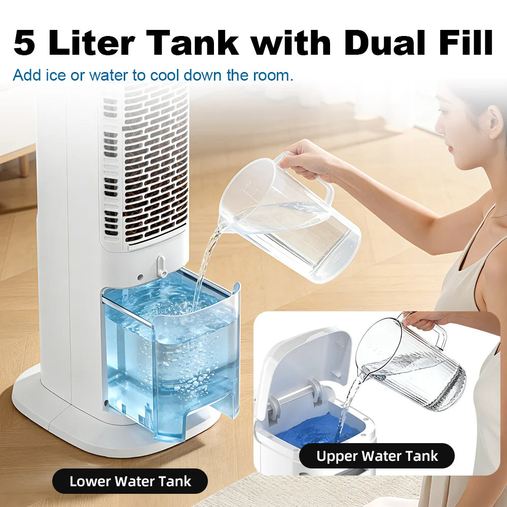 Windowless Portable Air Conditioner 41-In Cooling Fan that Blow Cold Air 3in1 Tower Fan with Remote 120°Oscillation Swamp Cooler