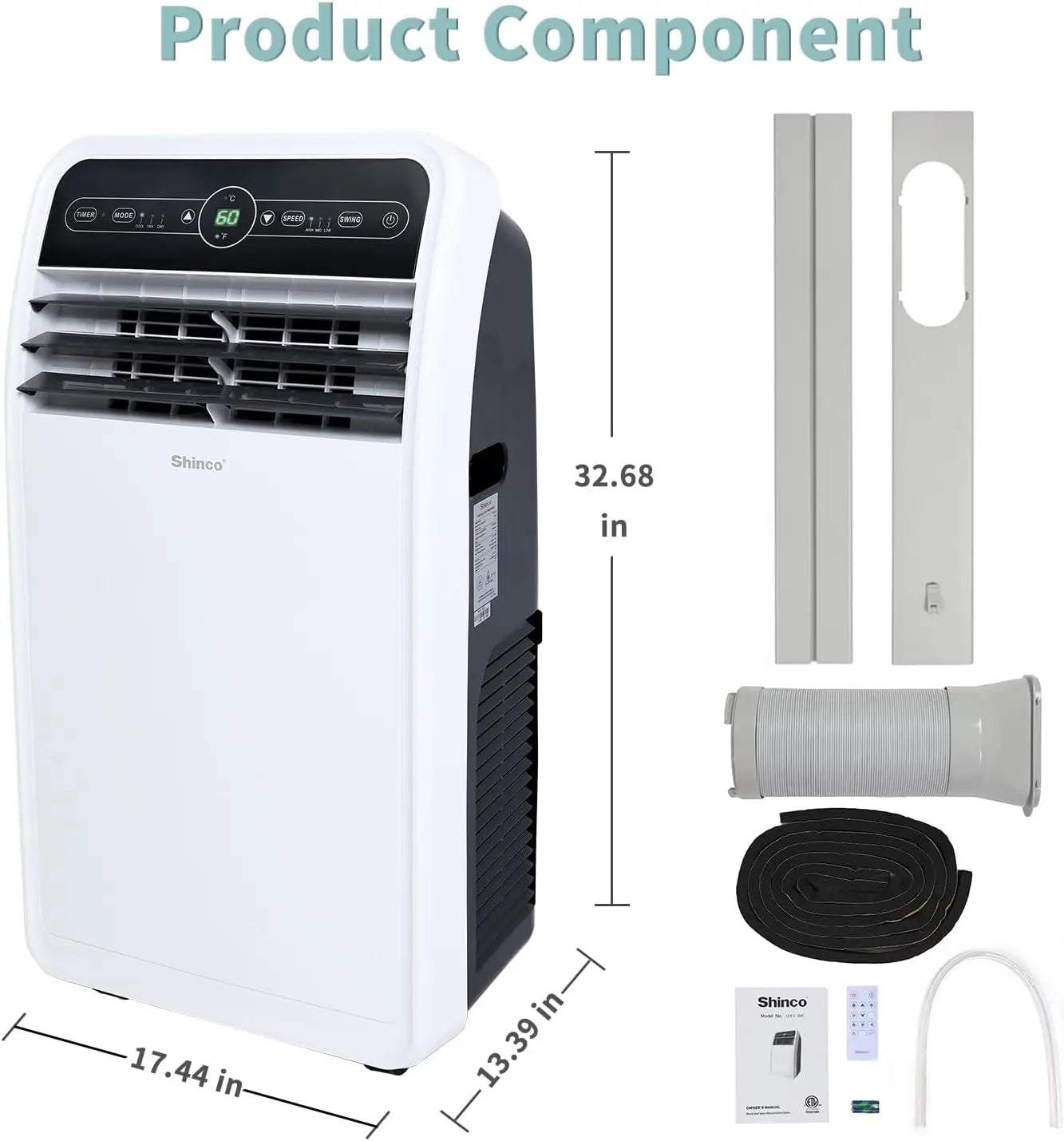 Shinco 10,000 BTU Portable Air Conditioner, Portable AC Unit with Built-in Cool, Wi-Fi Enabled for Room up to 400 sq.