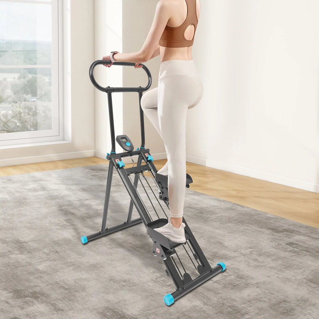 Foldable Adjustable Height Stair Stepper 300lbs Capacity Low Noise 20dB LCD Screen Home Gym Fitness Machine with Anti-Slip Pedal