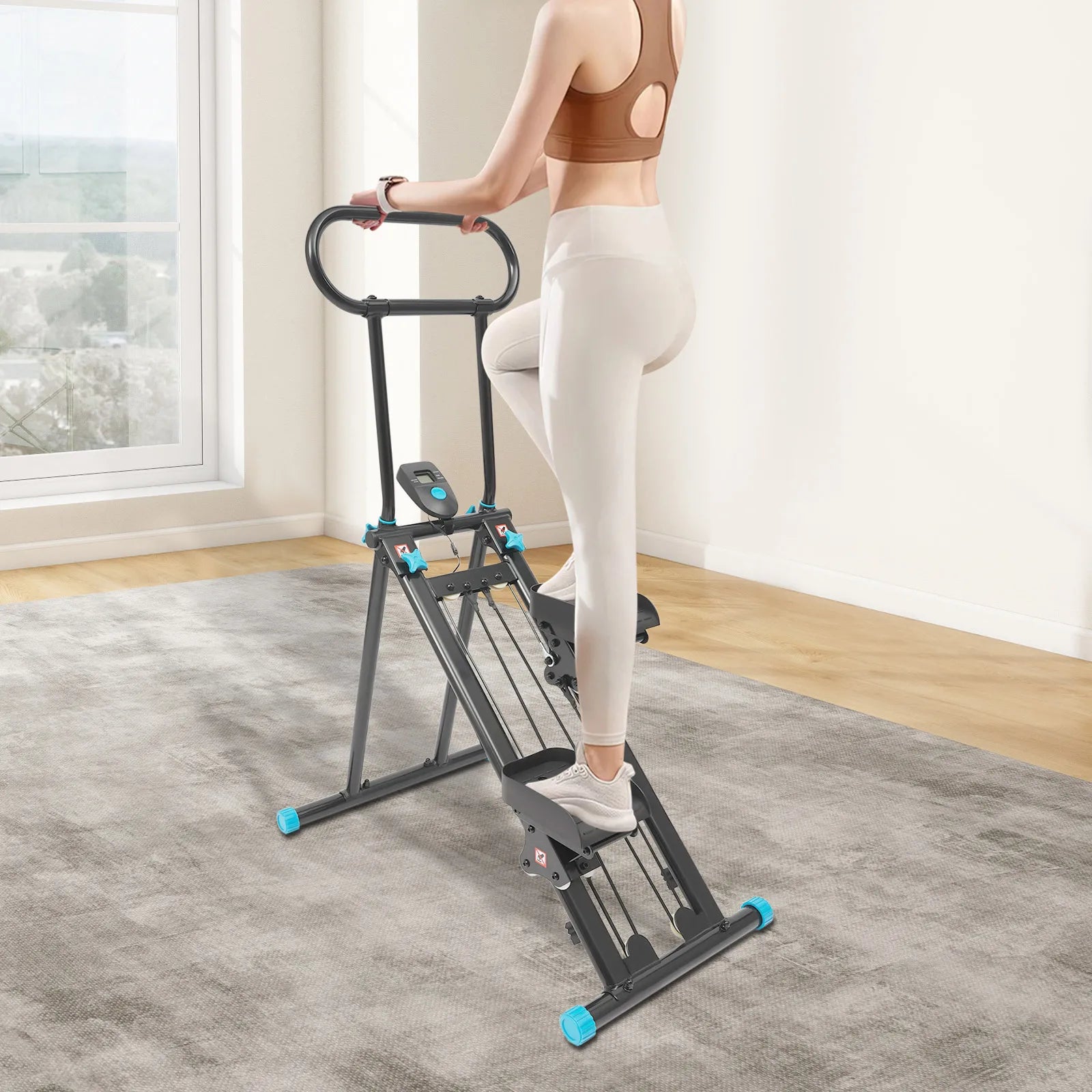 Foldable Adjustable Height Stair Stepper 300lbs Capacity Low Noise 20dB LCD Screen Home Gym Fitness Machine with Anti-Slip Pedal