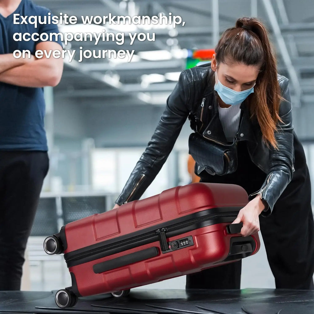 3 Piece Hardside Luggage Set with Spinner Wheels, TSA Lock, Expandable Lightweight Travel Suitcase for Women, Burgundy