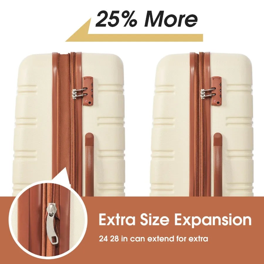 Hardshell luggage sets for travel: polycarbonate, black, ultra-lightweight with TSA lock and smooth spinner wheels